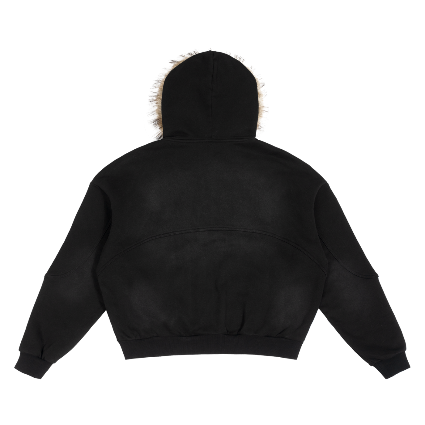 "KCC" Sun Fade Boxy Detachable Fur Hoodie
