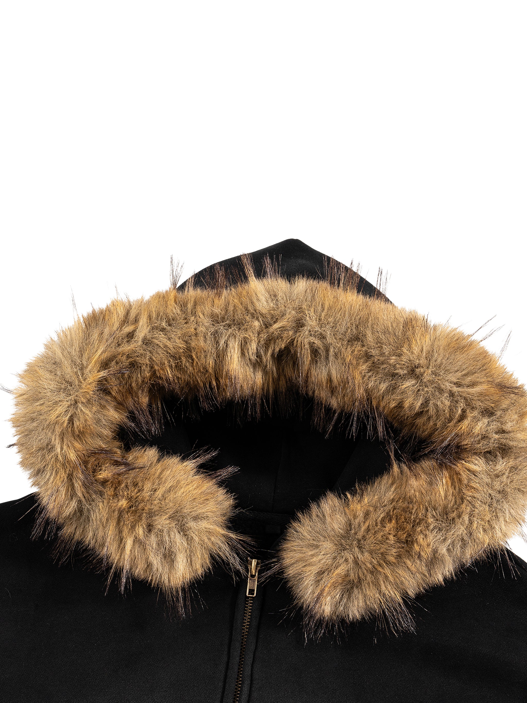 "KCC" Sun Fade Boxy Detachable Fur Hoodie