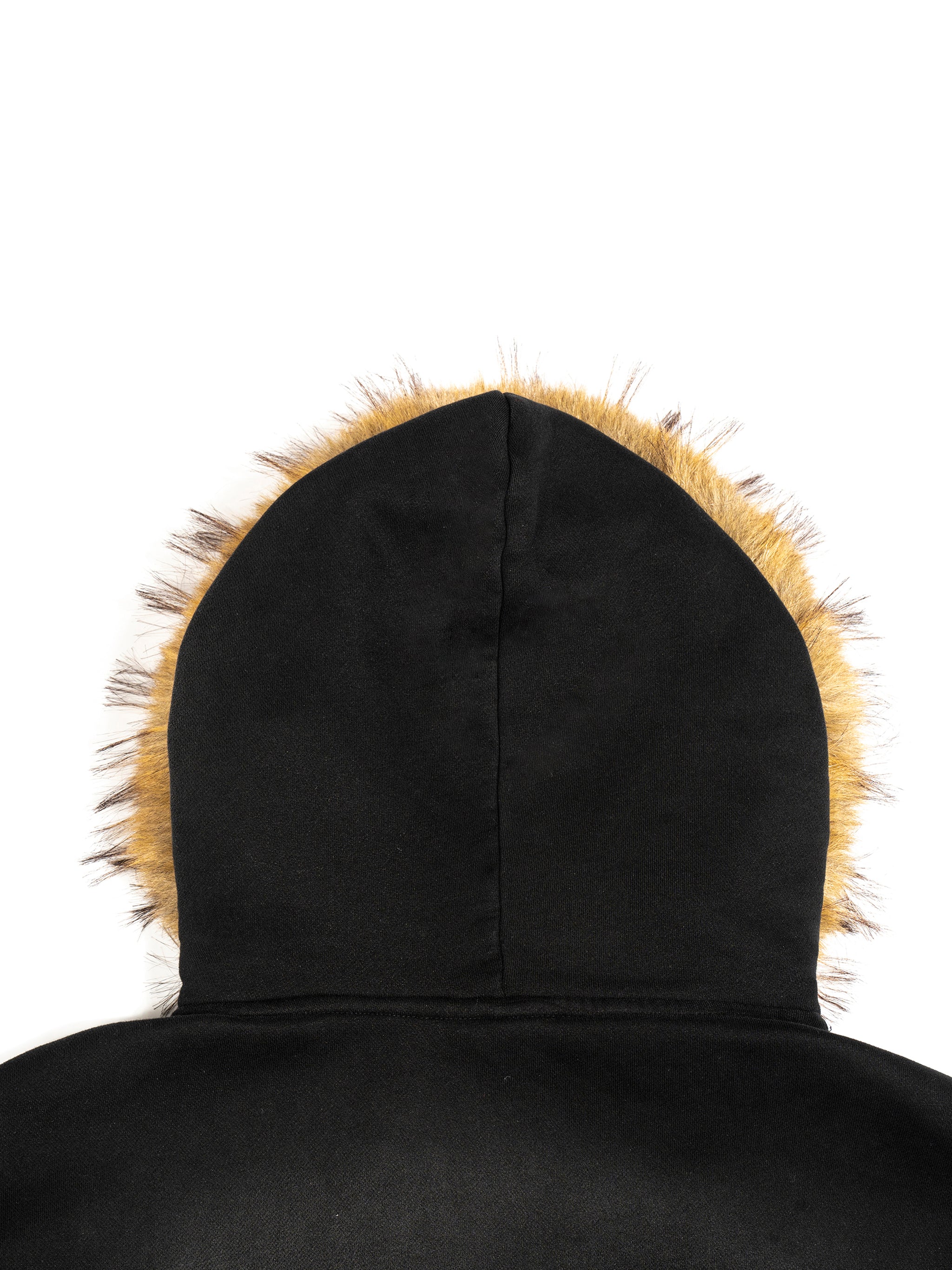 "KCC" Sun Fade Boxy Detachable Fur Hoodie